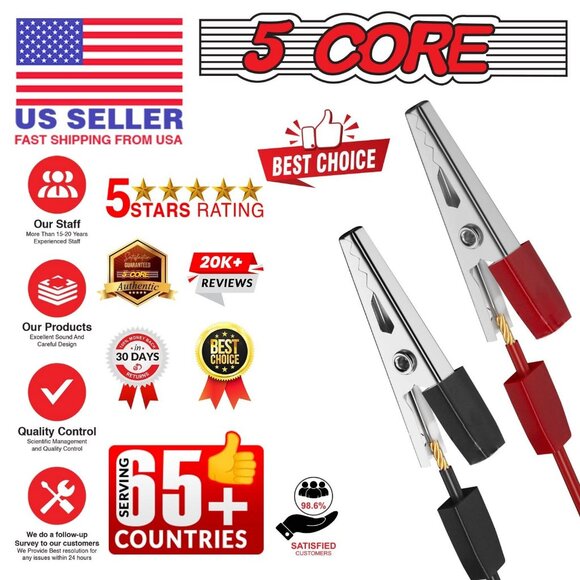 5Core Alligator Clips Electrical Metal Battery Jumper Clamps nsulated Gator Clip - Picture 9 of 9